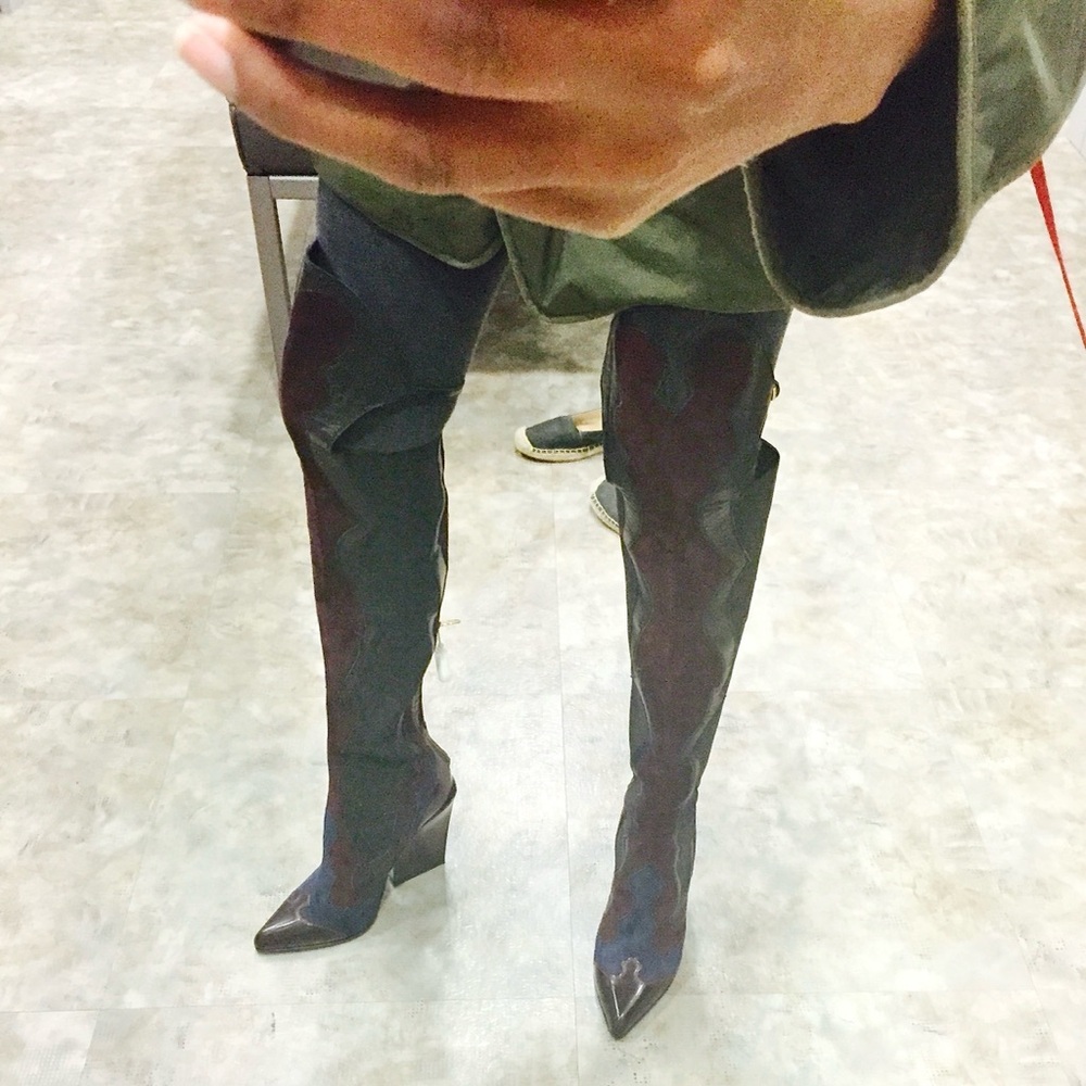 SERGIO ROSSI Suede Over The Knee Boots - Picture 5 of 5